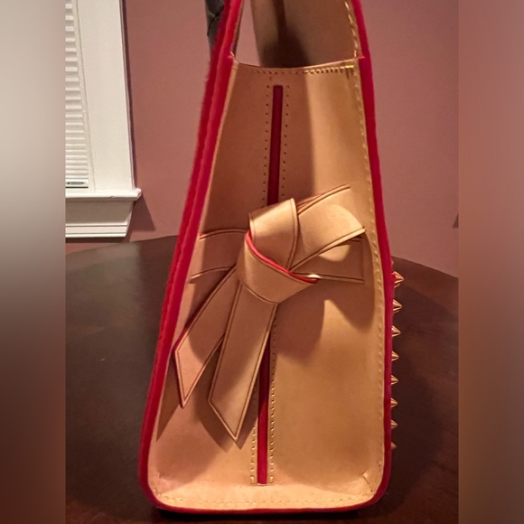 Monogram Calf Hair Spikes Iconoclasts Christian Louboutin Tote Red - Picture 5 of 14